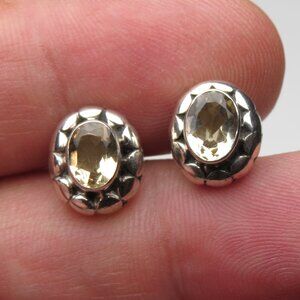 *925 Sterling Silver Genuine Citrine Earring Studs